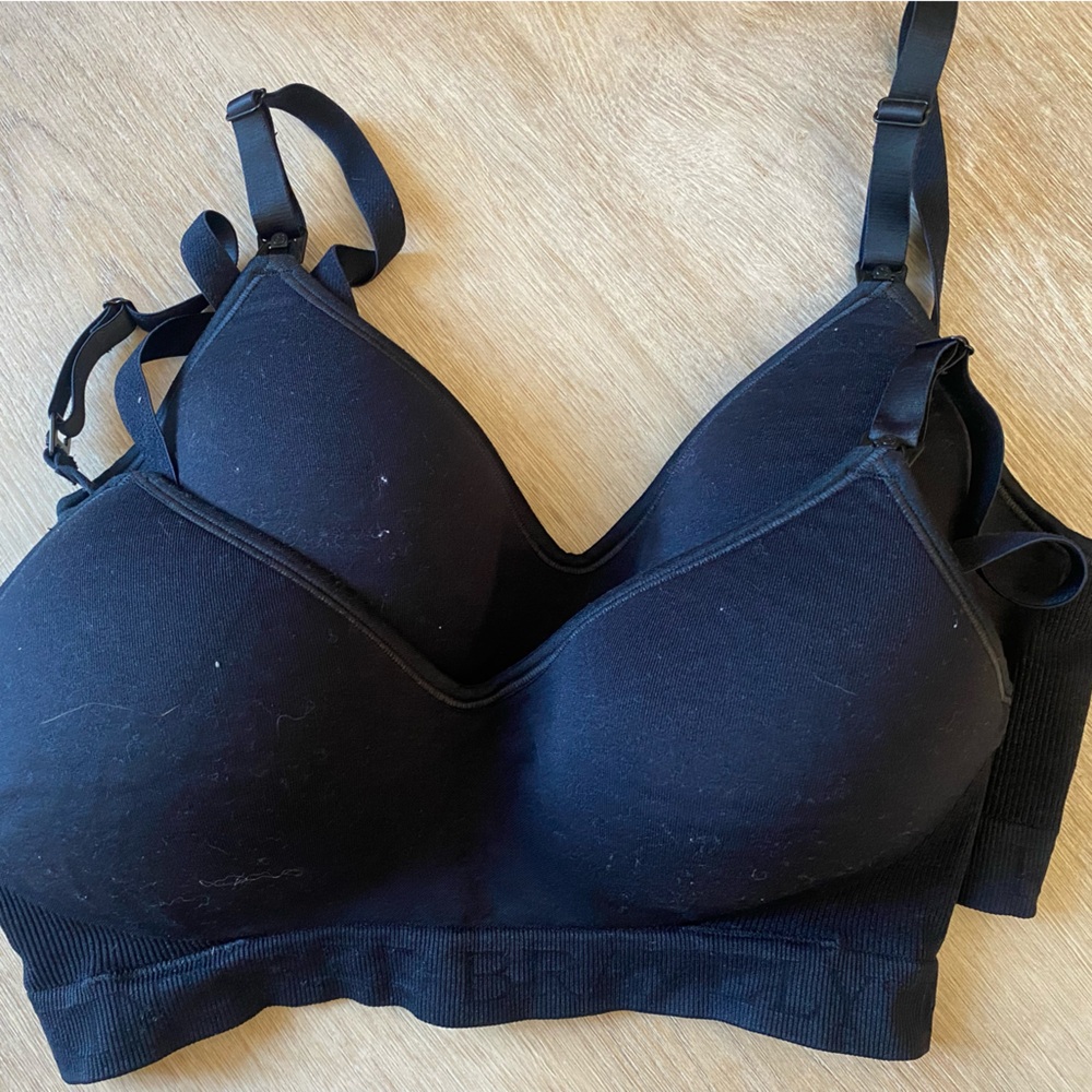 Kindred Bravely signature sublime contour nursing bra bundle. Black, medium.